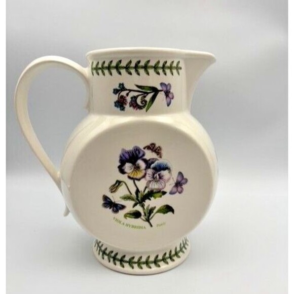 Portmeirion Botanic Garden 7 3/4" Coral Jug Pitcher Sweet William/Pansy England - Picture 3 of 8